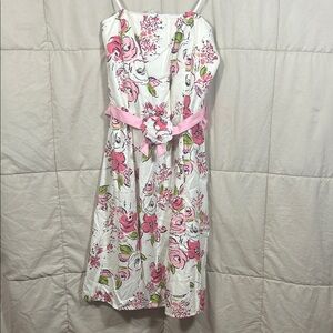 LOFT Strapless Dress with Pink Floral Design